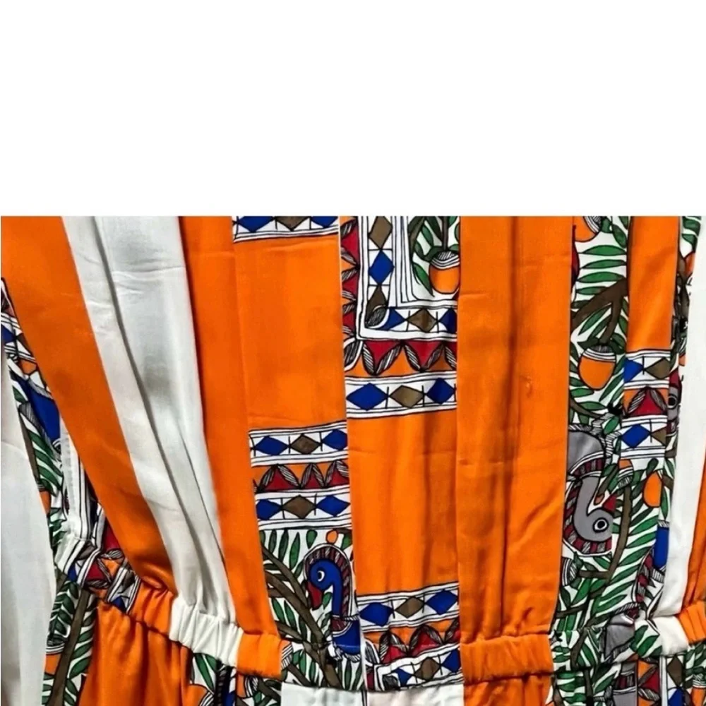 Orange Patterned Midi Dress - Picture 4 of 15